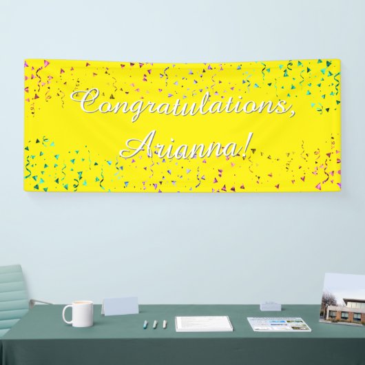 Farbenfrohe Confetti Script Herzlichen Glückwunsch Banner (Messe)