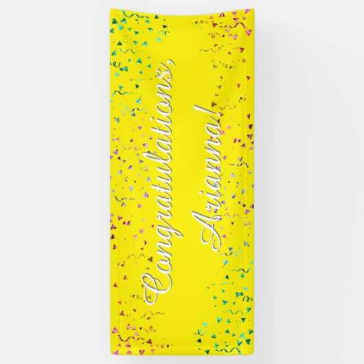 Farbenfrohe Confetti Script Herzlichen Glückwunsch Banner (Vertikal)