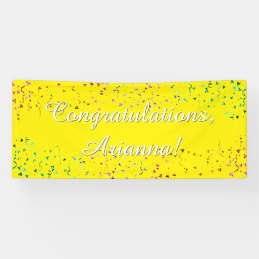 Farbenfrohe Confetti Script Herzlichen Glückwunsch Banner (Horizontal)