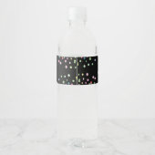 Farbenfrohe Confetti Silvester-Gastgeschenke Wasserflaschenetikett (Rückseite)