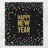 Farbenfrohe Confetti Silvester-Gastgeschenke Weinetikett (Einzelnes Label)