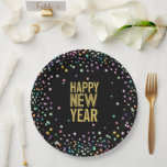 Farbenfrohe Confetti Silvester-Party Pappteller<br><div class="desc">Feiern Sie das neue Jahr mit Stil! Dieses Design zeichnet sich durch farbenfrohe Regenbogenkonfetti mit goldenen modernen Schriftart aus. Editieren Sie zu sagen,  was Sie wollen! Sehen Sie sich die gesamte Neujahrskollektion von Colorful Confetti an,  um mehr passende Artikel zu erhalten!</div>