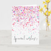 Farbenfrohe Confetti Special wünscht Rosa Geburtst Karte (Gelbe Blume)