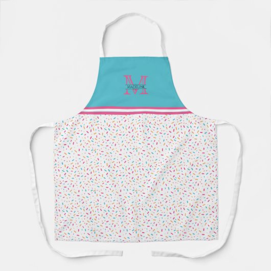 Farbenfrohe Confetti Sprinkles | Monogramm Schürze (Vorderseite)