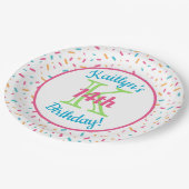 Farbenfrohe Confetti Sprinkles | Papierplatte Part Pappteller (Schrägansicht)