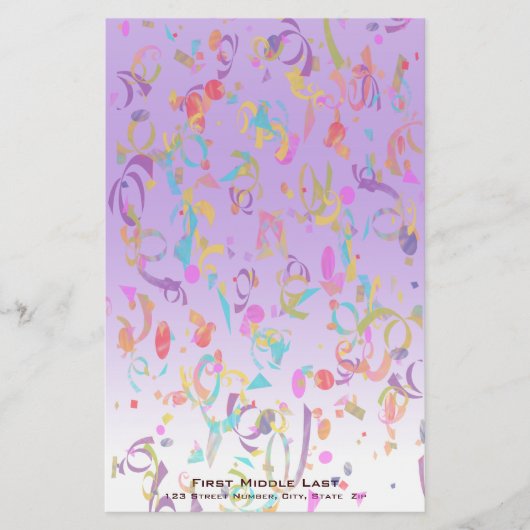 Farbenfrohe Confetti Stücke Violet Gradient Custom Briefpapier (Vorderseite)