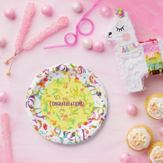 Farbenfrohe Confetti Toss Artwork Pappteller (Party)