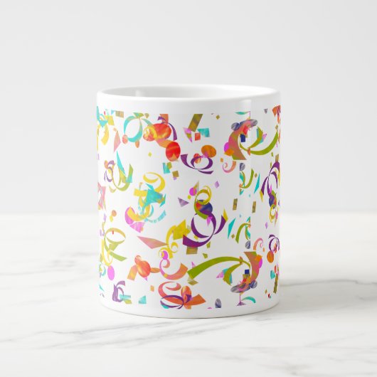 Farbenfrohe Confetti Toss Hintergrund über weiß Jumbo-Tasse (Vorderseite)