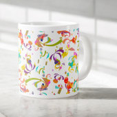 Farbenfrohe Confetti Toss Hintergrund über weiß Jumbo-Tasse