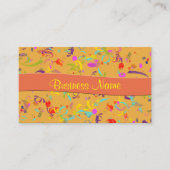 Farbenfrohe Confetti Toss über Orange Eventplaner Visitenkarte (Vorderseite)