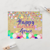 Farbenfrohe Confetti und Balloons glücklich zum Ge Karte (Vorderseite/Rückseite Beispiel)