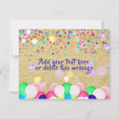 Farbenfrohe Confetti und Balloons glücklich zum Ge Karte (Rückseite)
