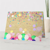 Farbenfrohe Confetti und Balloons glücklich zum Ge Karte (Rückseite)