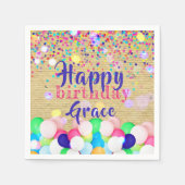 Farbenfrohe Confetti und Balloons glücklich zum Ge Serviette (Vorderseite)