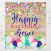 Farbenfrohe Confetti und Balloons glücklich zum Ge Weinetikett (Einzelnes Label)