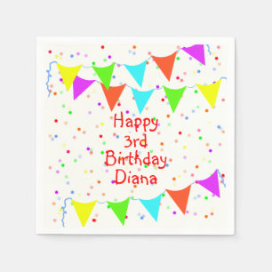 Farbenfrohe Confetti und Banners Children's Birthd Serviette