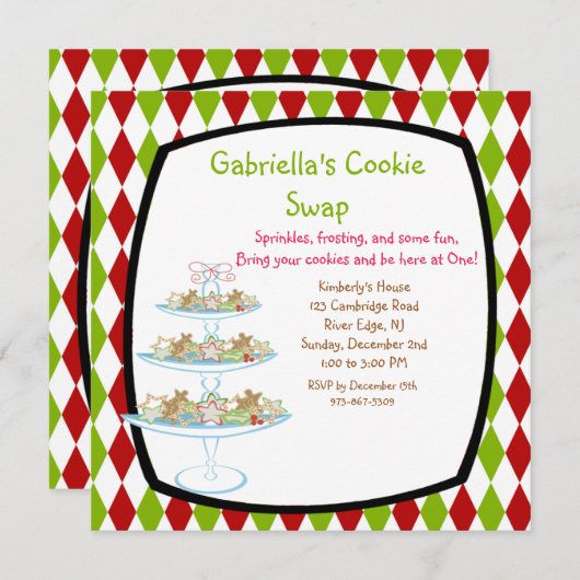 Farbenfrohe Cookie Tray Holiday Cookie Swap lädt e (Vorne/Hinten)