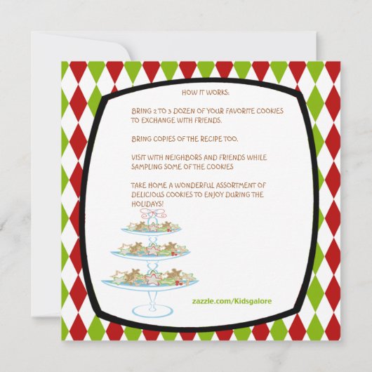 Farbenfrohe Cookie Tray Holiday Cookie Swap lädt e (Rückseite)