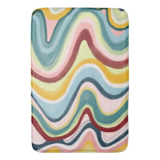 Farbenfrohe Cool- & Fun Waves Streifen Badematte (Vorderseite Vertikal)