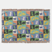 Farbenfrohe Coole Katzen auf Quilt-ähnlichen Plätz Decke (Vorderseite)