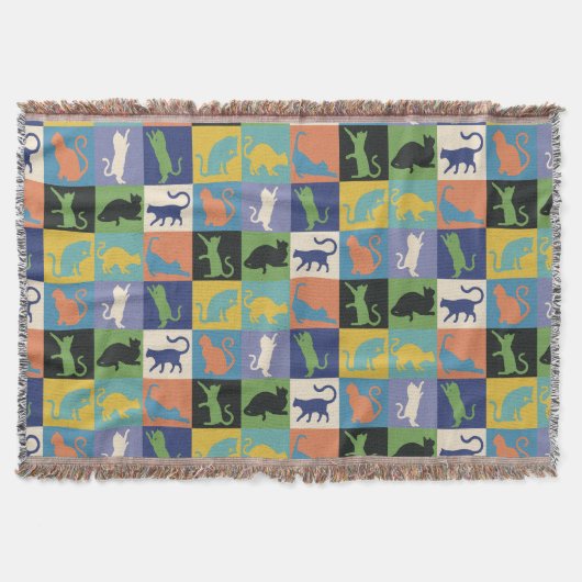 Farbenfrohe Coole Katzen auf Quilt-ähnlichen Plätz Decke (Vorderseite)