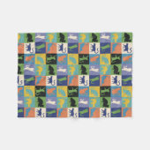 Farbenfrohe Coole Katzen auf Quilt-ähnlichen Plätz Fleecedecke (Vorderseite (Horizontal))