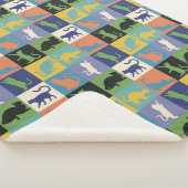 Farbenfrohe Coole Katzen auf Quilt-ähnlichen Plätz Sherpadecke (3/4)