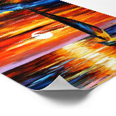 Farbenfrohe Coole Retro Hawaii Ölgemälde Poster (Ecke)