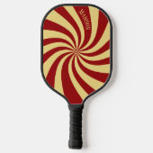 Farbenfrohe Coole Spirale Swirl Red Gold Name Pickleball Schläger (Rückseite)