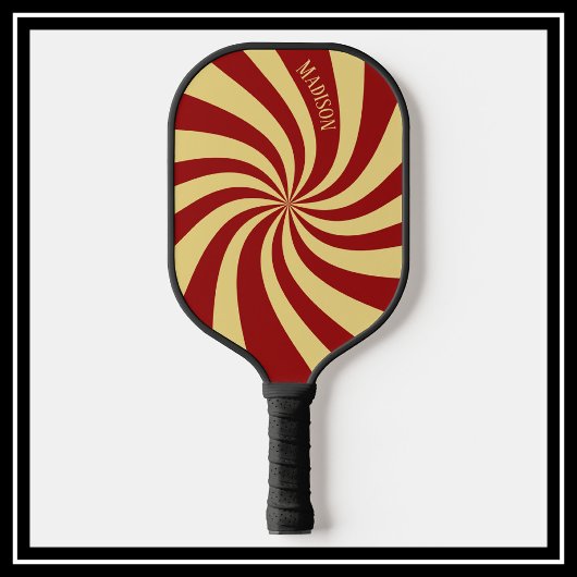 Farbenfrohe Coole Spirale Swirl Red Gold Name Pickleball Schläger