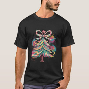 Farbenfrohe Coquette Weihnachtsbaum Preppy Pink Xm T-Shirt