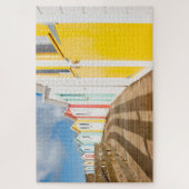 Farbenfrohe Cornish Beach Huts Jigsaw Puzzle (Vertikal)