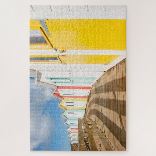 Farbenfrohe Cornish Beach Huts Jigsaw Puzzle (Vertikal)