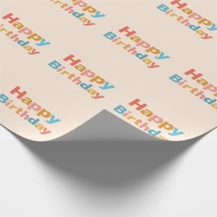 Farbenfrohe Costum Text Happy Birthday Geschenkpapier