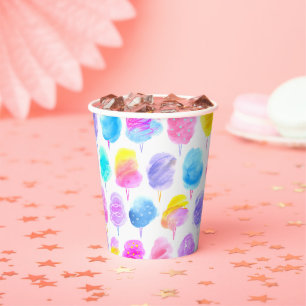 Farbenfrohe Cotton Candy Watercolor Muster Pappbecher