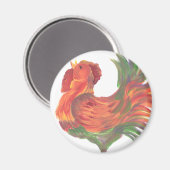 Farbenfrohe Country Crowing Rooster Art Magnet (Vorderseite/Rückseite)