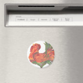 Farbenfrohe Country Crowing Rooster Art Magnet (In Situ (Geschirrspüler))