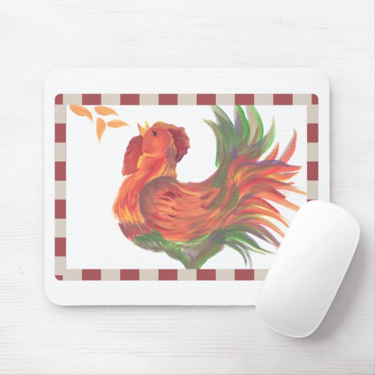 Farbenfrohe Country Crowing Rooster Art Mousepad (Mit Mouse)