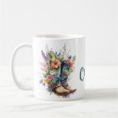 Farbenfrohe Cowgirl Stiefel und Blume Kaffeetasse (Links)
