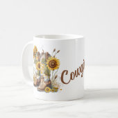 Farbenfrohe Cowgirl Stiefel und Sonnenblumen Kaffeetasse (Vorderseite Links)