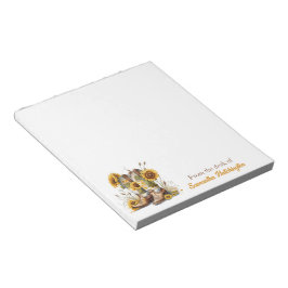 Farbenfrohe Cowgirl Stiefel und Sonnenblumen Notizblock