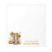 Farbenfrohe Cowgirl Stiefel und Sonnenblumen Notizblock (Vorderseite)