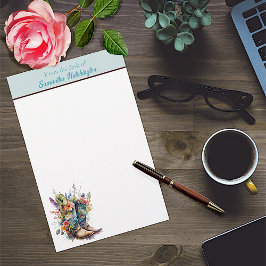 Farbenfrohe Cowgirl Stiefel und Wildblumen Briefpapier