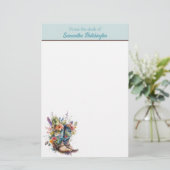 Farbenfrohe Cowgirl Stiefel und Wildblumen Briefpapier (Stehend Vorderseite)