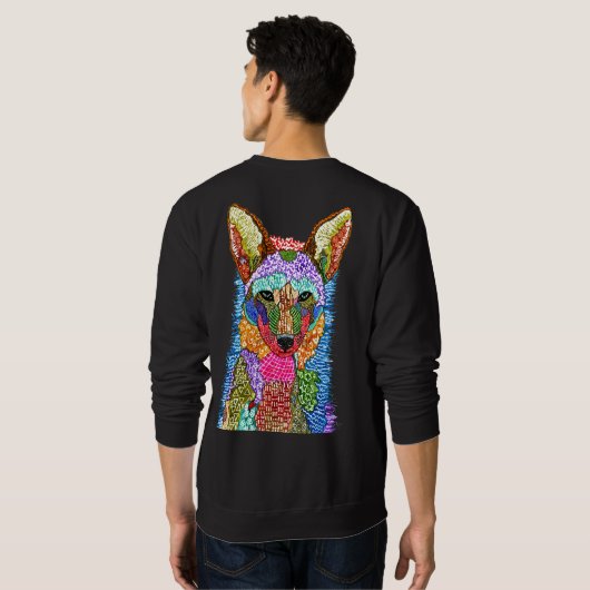 Farbenfrohe Coyote Illustration Sweatshirt (Schwarz voll)
