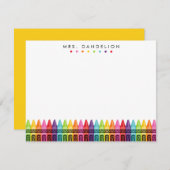 Farbenfrohe Crayons GrundschullehrerStationierung Dankeskarte (Vorne/Hinten)