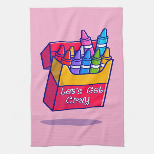 Farbenfrohe Crayons lassen Sie uns betrügen Geschirrtuch