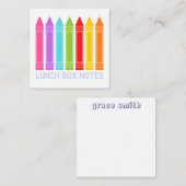 Farbenfrohe Crayons Mittagshinweise Begleitkarte (Vorne/Hinten)