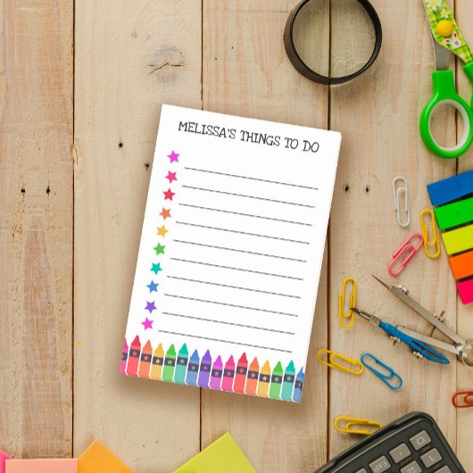 Farbenfrohe Crayons & Stars Dinge zu tun Post-it Klebezettel