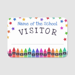 Farbenfrohe Crayons Stars Willkommen Besucher Namensschild